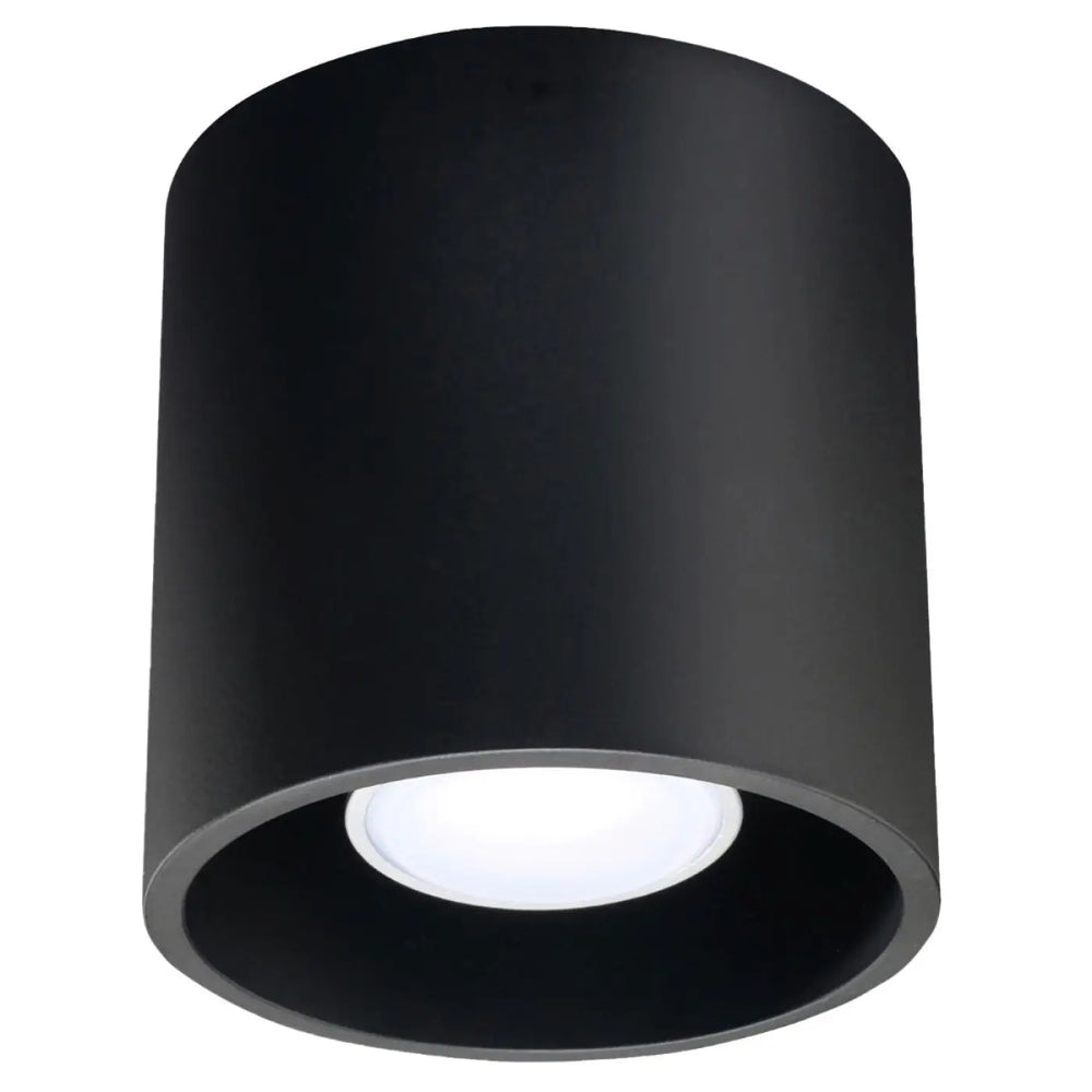 Plafonnier orbis 1 noir cylindrique en bois naturel avec finition mate et ampoule led encastrée