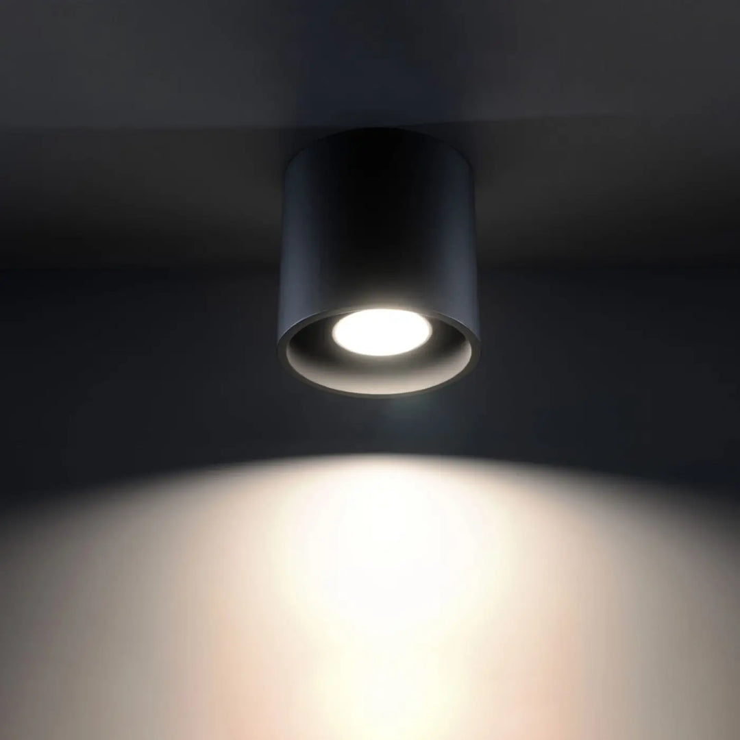 Luminaire plafonnier orbis 1 noir cylindre encastré avec led blanc chaud et bois naturel design élégant