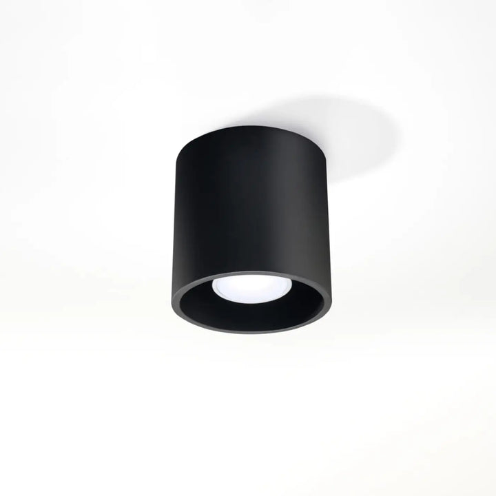 Plafonnier orbis 1 noir cylindrique avec finition mate et ampoule led blanche intégrée bois naturel