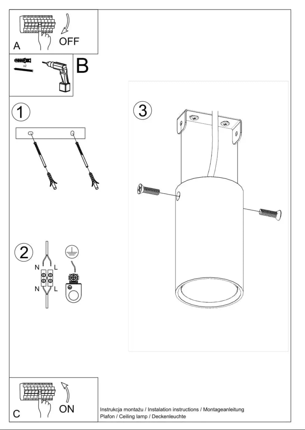 Luminaire plafonnier lagos 10 noir cylindrique en métal finition élégance moderne pour lumière fonctionnelle