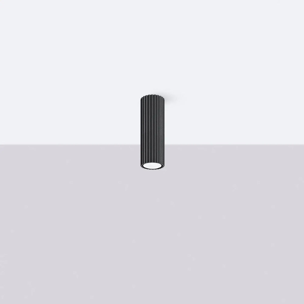 Luminaire plafonnier karbon allie noir cylindrique avec ampoules gu10 interchangeables et design minimaliste