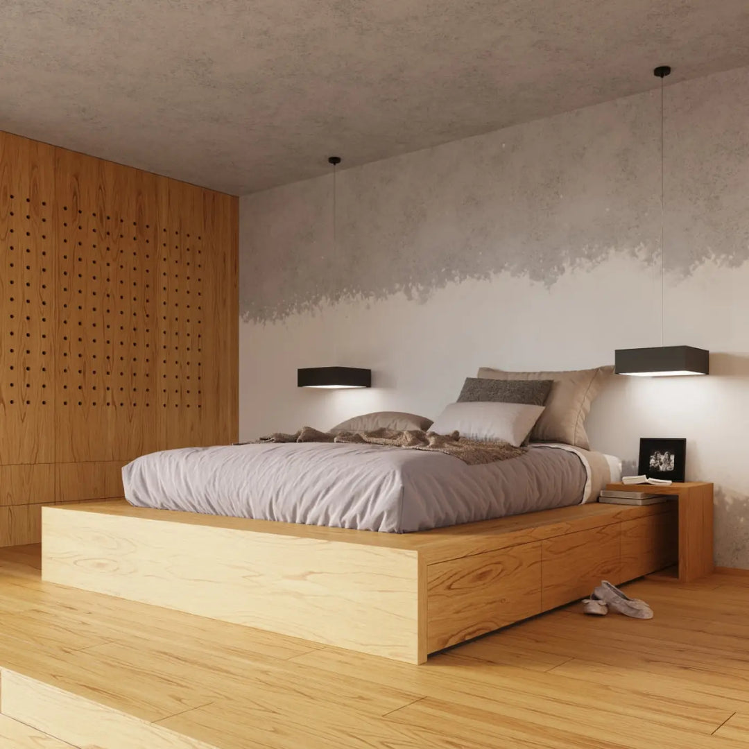 Luminaire plafonnier horus 35 noir avec éclairage polyvalent et forme riche dans un design carré minimaliste