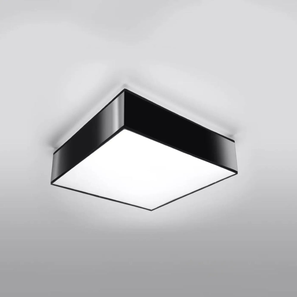 Plafonnier carré horus 35 noir avec cadre noir élégant et panneau lumineux blanc pour éclairage polyvalent en forme riche