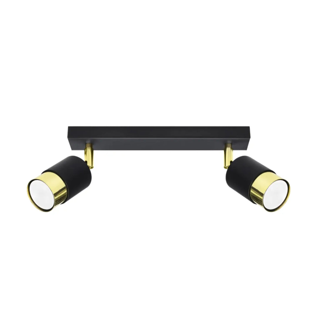 Plafonnier applique moderne noir et doré dual-head de la collection nero totale liberté avec design sleek et contemporain