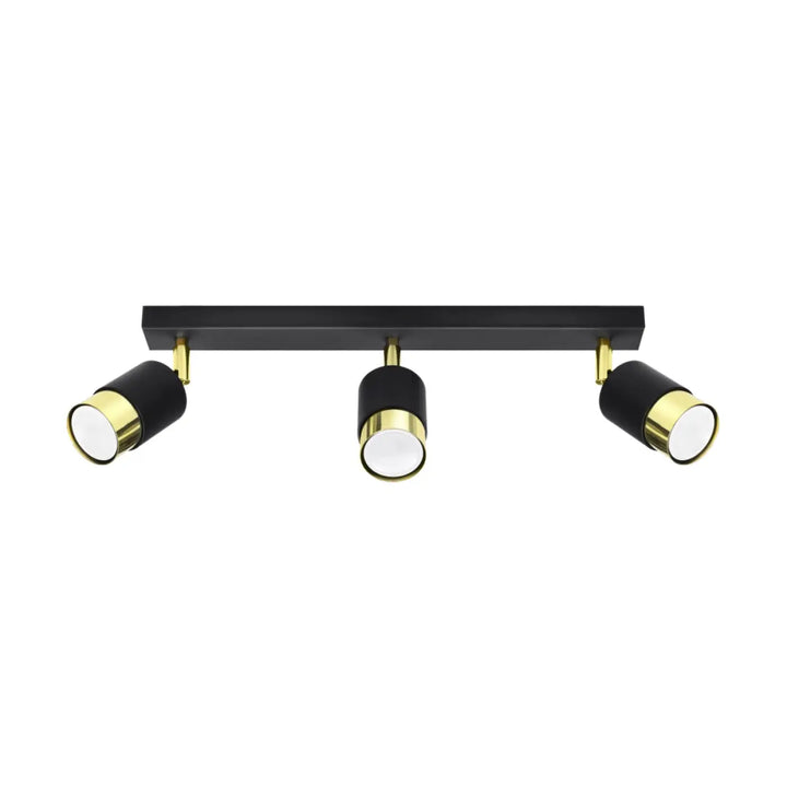 Plafonnier applique moderne nero 3 noir doré avec trois têtes cylindriques collection nero pour totale liberté d’éclairage