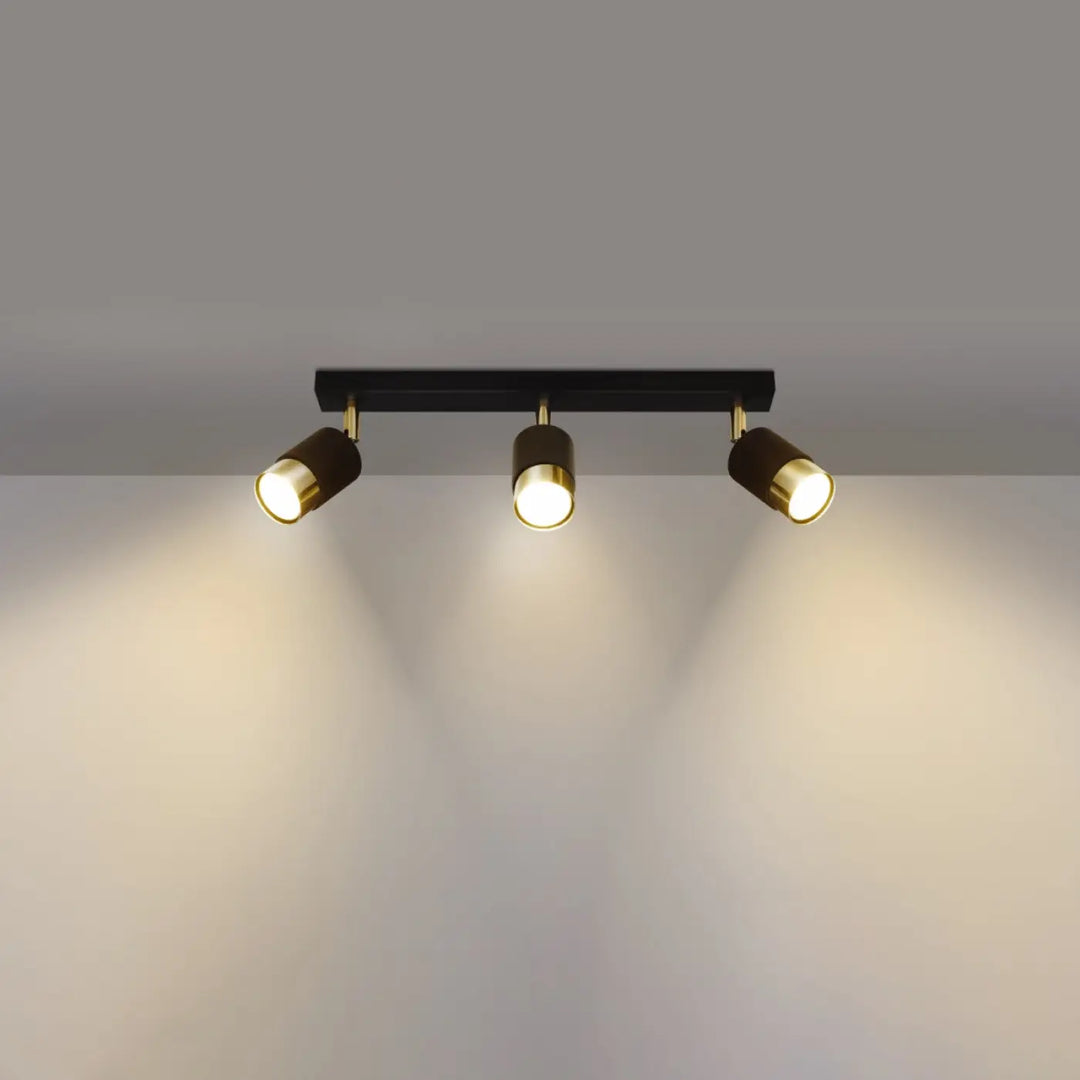 Luminaire plafonnier nero 3 noir doré trois spots réglables plafonnier applique moderne collection nero totale liberté