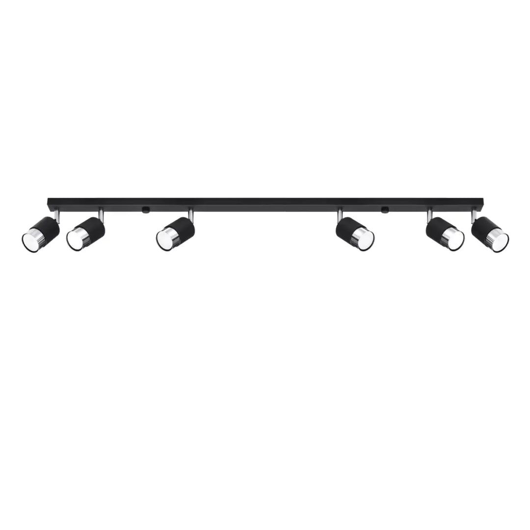 Luminaire plafonnier nero 6 noir chrome avec six spots orientables design plafonnier applique moderne