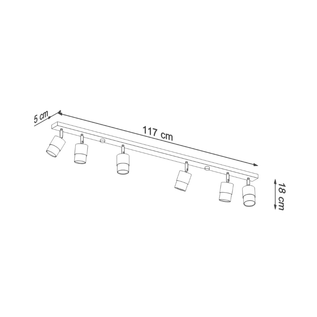 Plafonnier applique moderne nero 6 noir chrome avec cinq spots ajustables sur barre rectangulaire minimaliste
