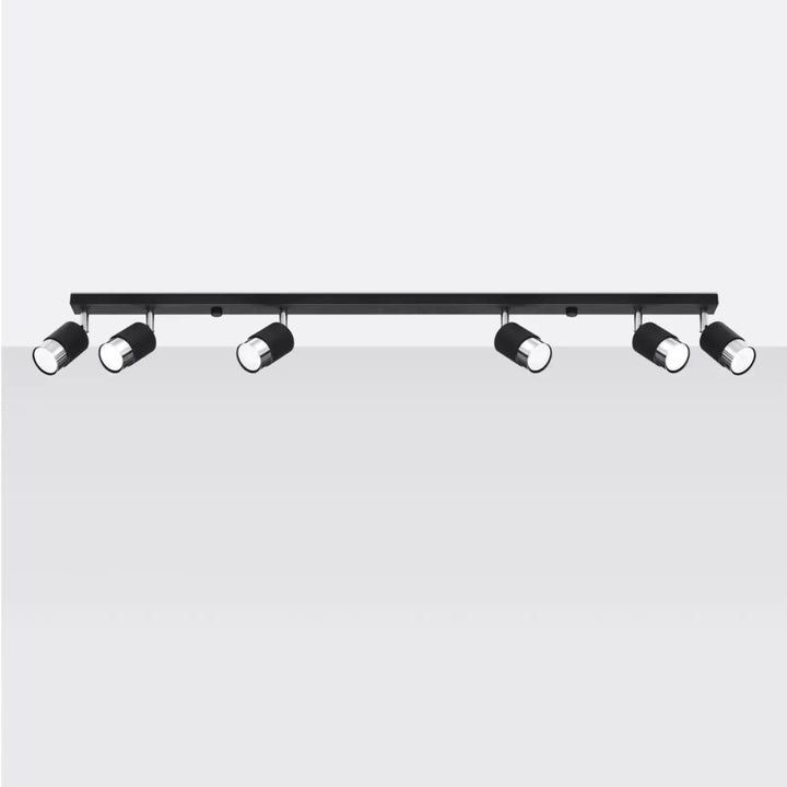 Luminaire plafonnier nero 6 noir chrome avec six spots réglables plafonnier applique moderne design contemporain