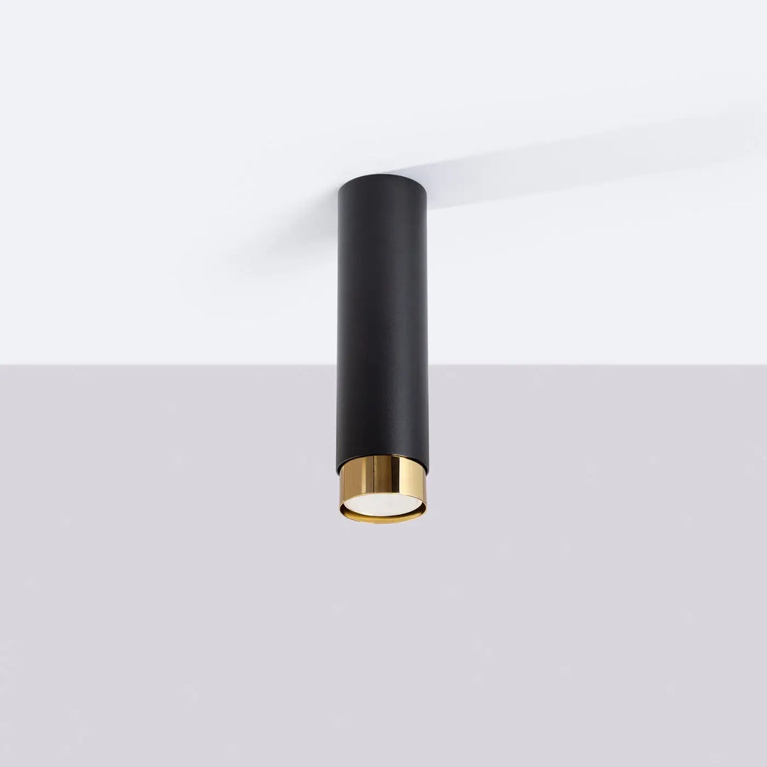 Luminaire plafond nero 22 5 noir doré cylindrique design moderne allie élégance avec base dorée