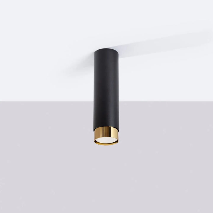 Luminaire plafond nero 22 5 noir doré cylindrique design moderne allie élégance avec base dorée