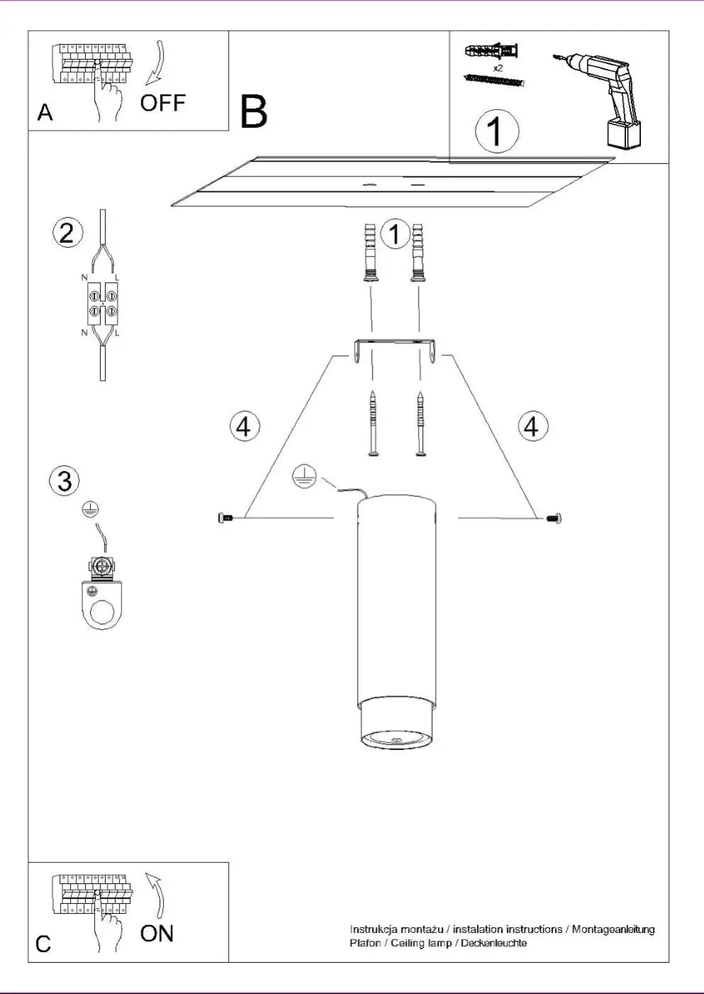Schéma d'installation du luminaire