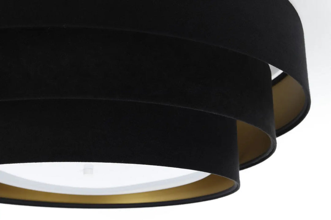 Luminaire plafonnier noir en velours avec doublure intérieure dorée design moderne triniti veloursstoff