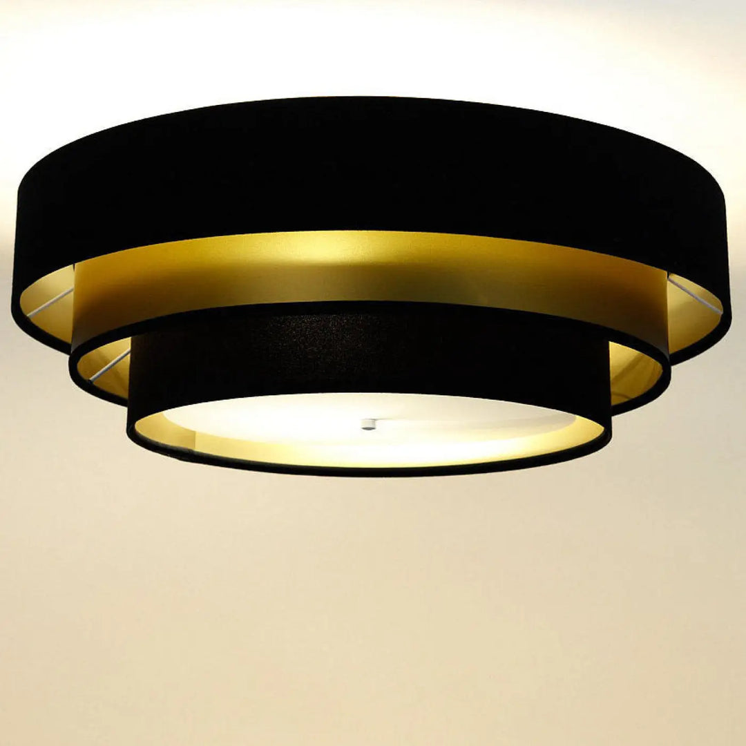 Luminaire plafonnier noir et doré triniti elegant avec design circulaire moderne et structure en couches
