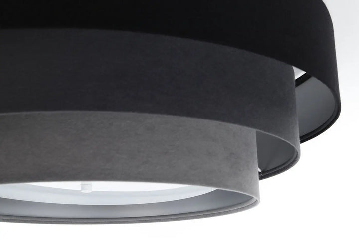 Luminaire plafonnier moderne avec abat-jour en velours noir gris concentrique et ceinture dorée triniti veloursstoff