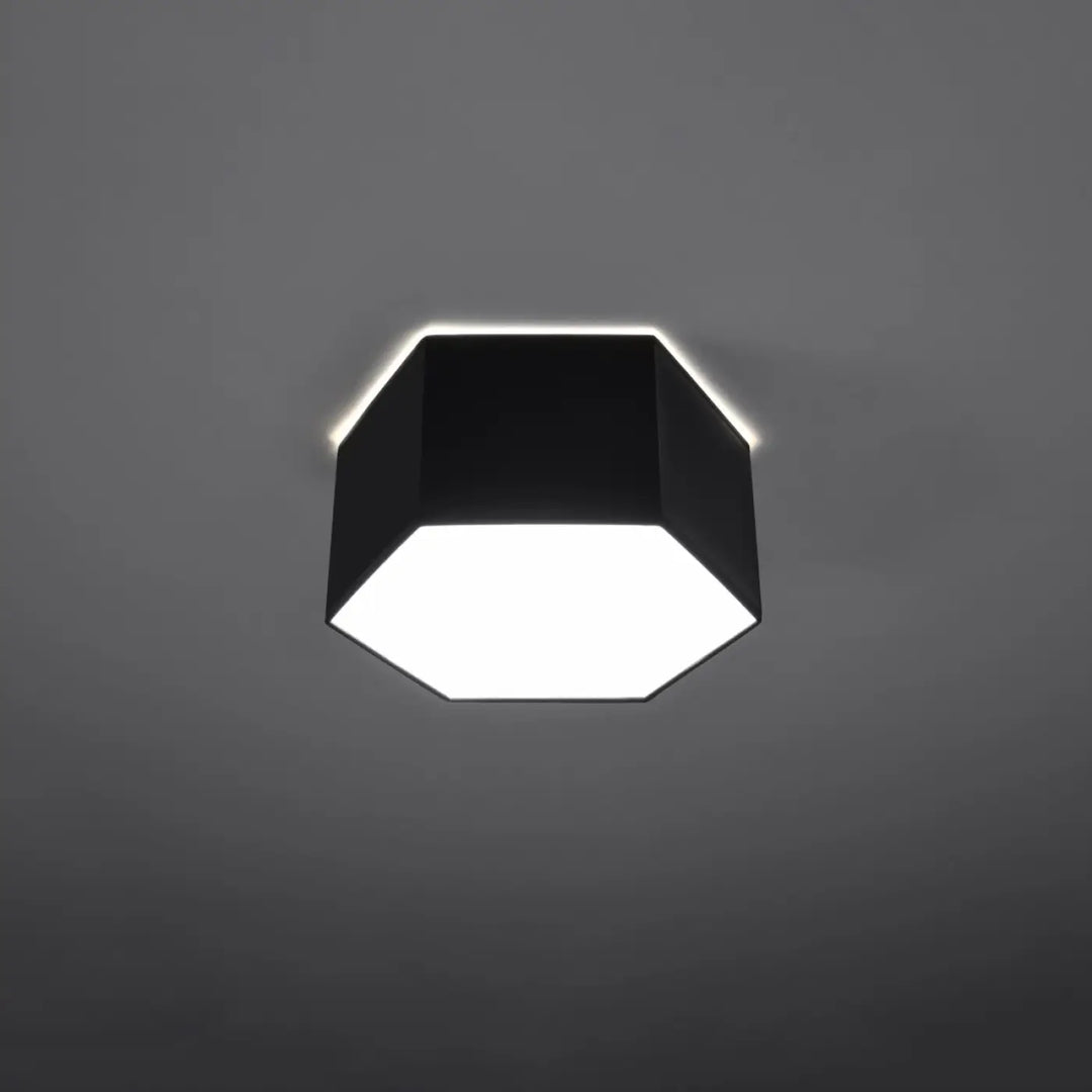 Luminaire plafonnier sunde 15 noir avec formes géométriques hexagonales et lumière blanche éclatante design moderne
