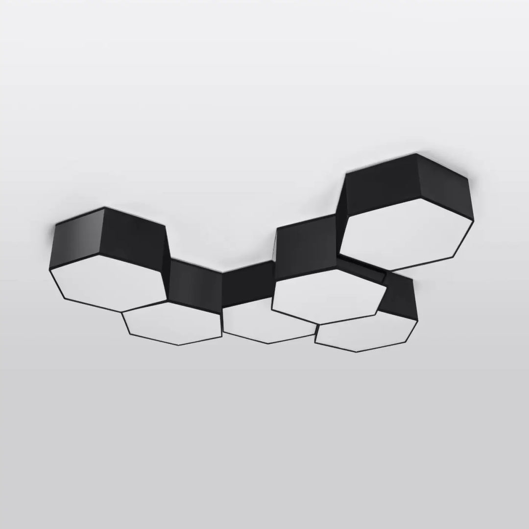 Luminaire plafonnier sundæ 15 noir avec formes géométriques hexagonales modernes en design élégant