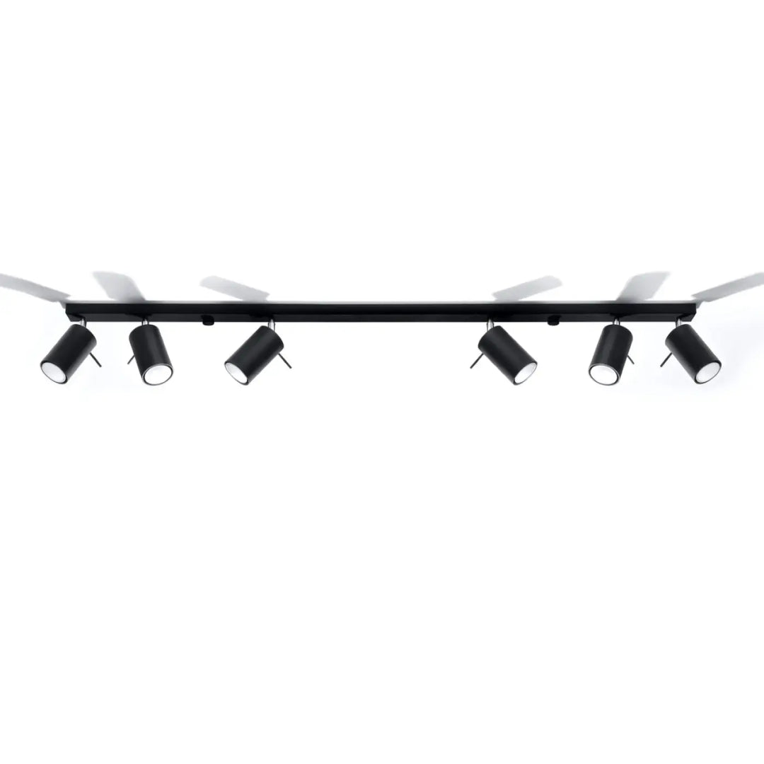 Plafonnier suspendu ring 6l noir avec six bras réglables en finition mate pour une atmosphère intérieure raffinée