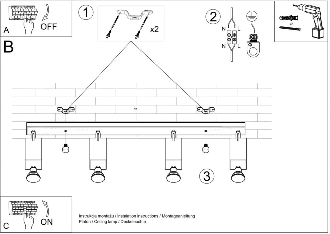Luminaire plafonnier merida 4l noir avec cinq spots merida en métal pour diriger précisément la lumière moderne