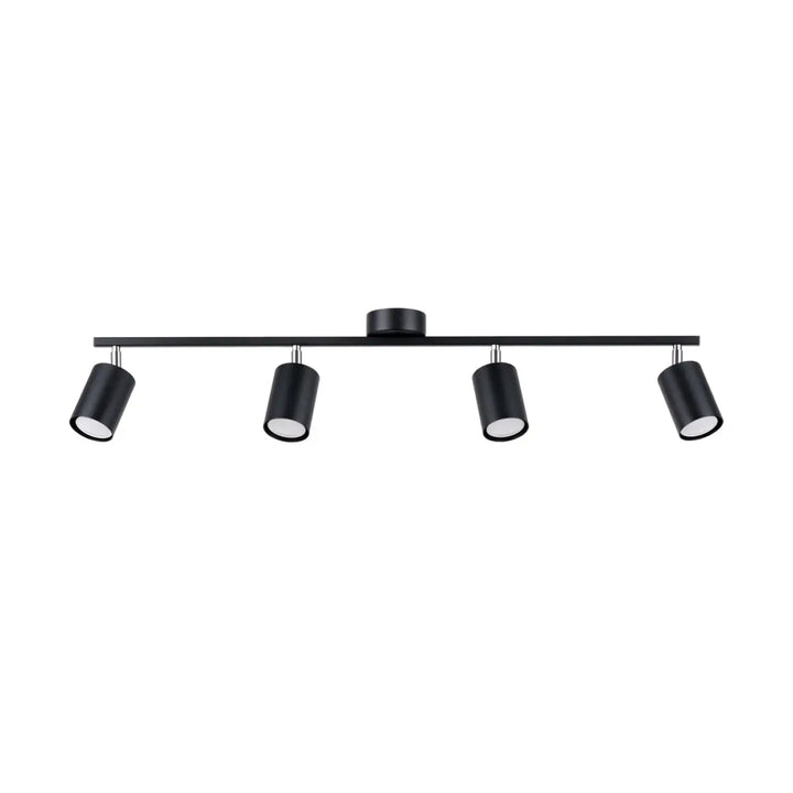Luminaire plafonnier lemmi 4l noir avec quatre spots réglables en finition mate noire de la gamme lemmi forme minimaliste