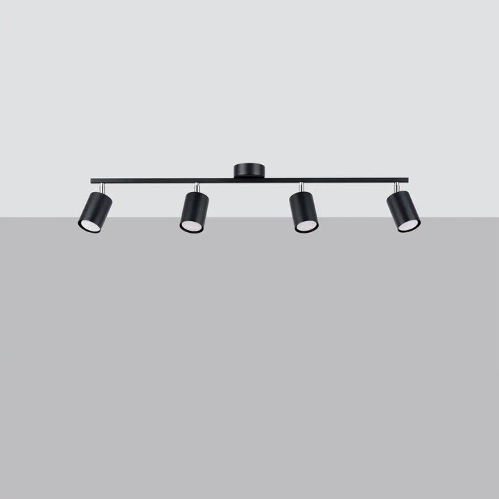 Luminaire plafonnier lemmi 4l noir avec quatre spots réglables finition mate noir design minimaliste gamme lemmi