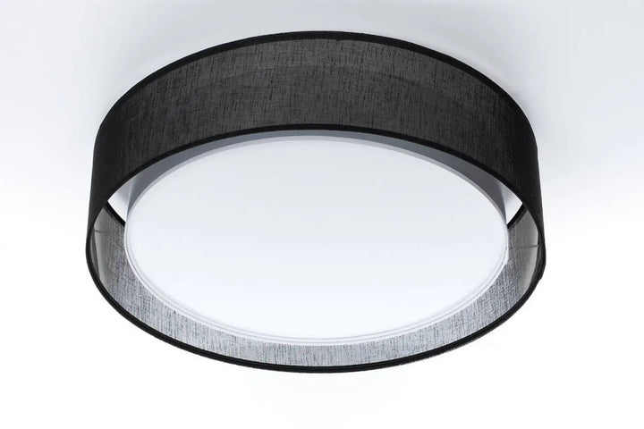 Luminaire plafonnier noir en tissu texturé avec design circulaire moderne pour un éclairage élégant pu ro