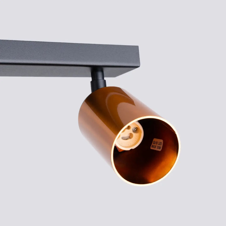 Luminaire plafonnier winx 3 noir copper avec lampe winx allie design et douille e27 exposée en cuivre cylindrical