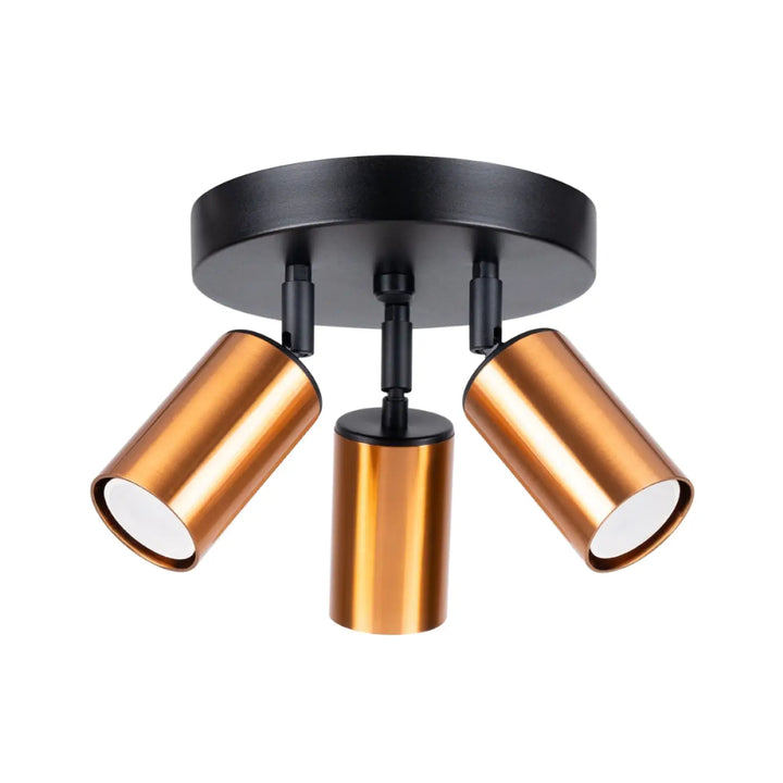 Plafonnier winx trois spots en cuivre avec base noire design lampe winx allie moderne et élégant