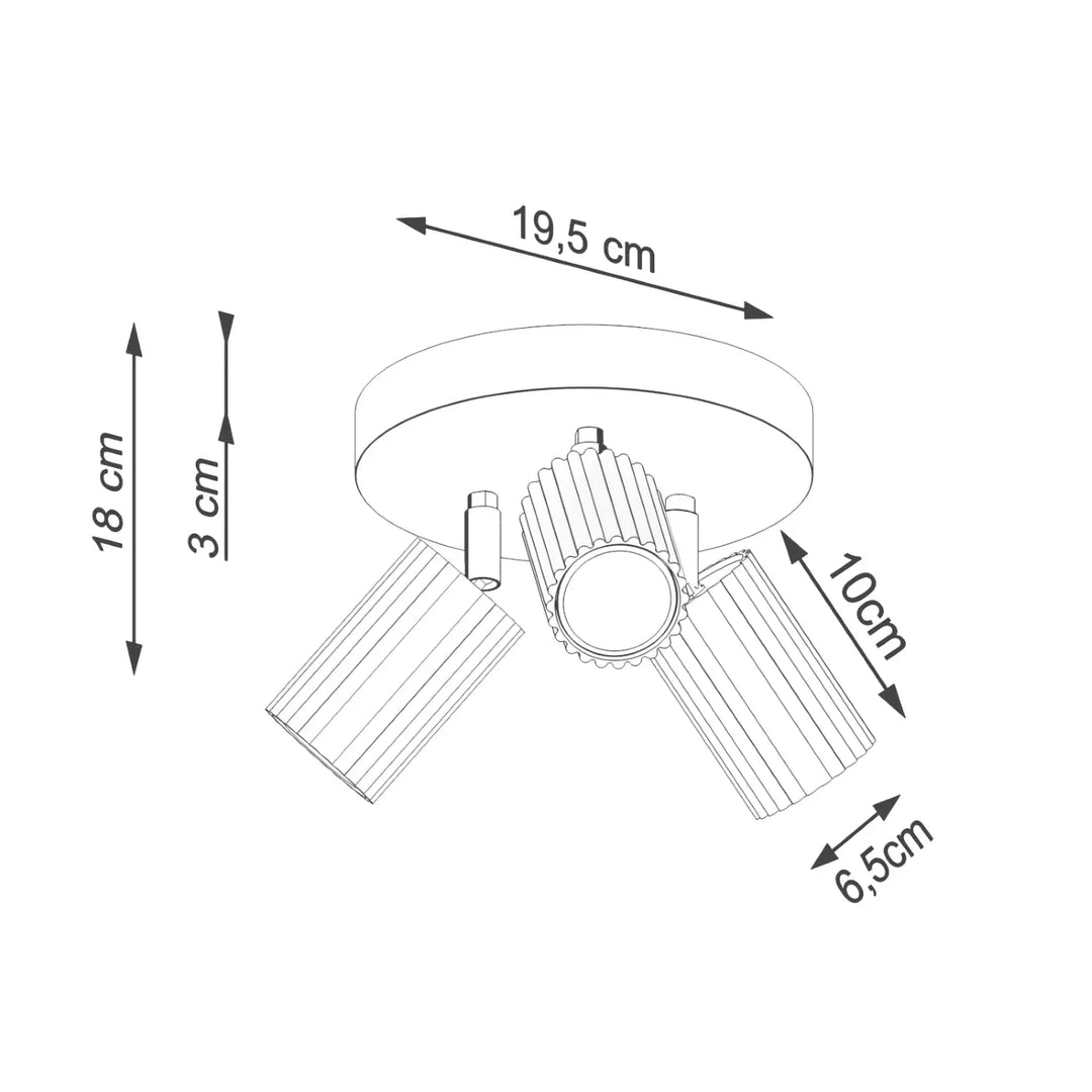 Plafonnier karbon allie design minimaliste or avec deux têtes cylindriques réglables et ampoules gu10 interchangeables