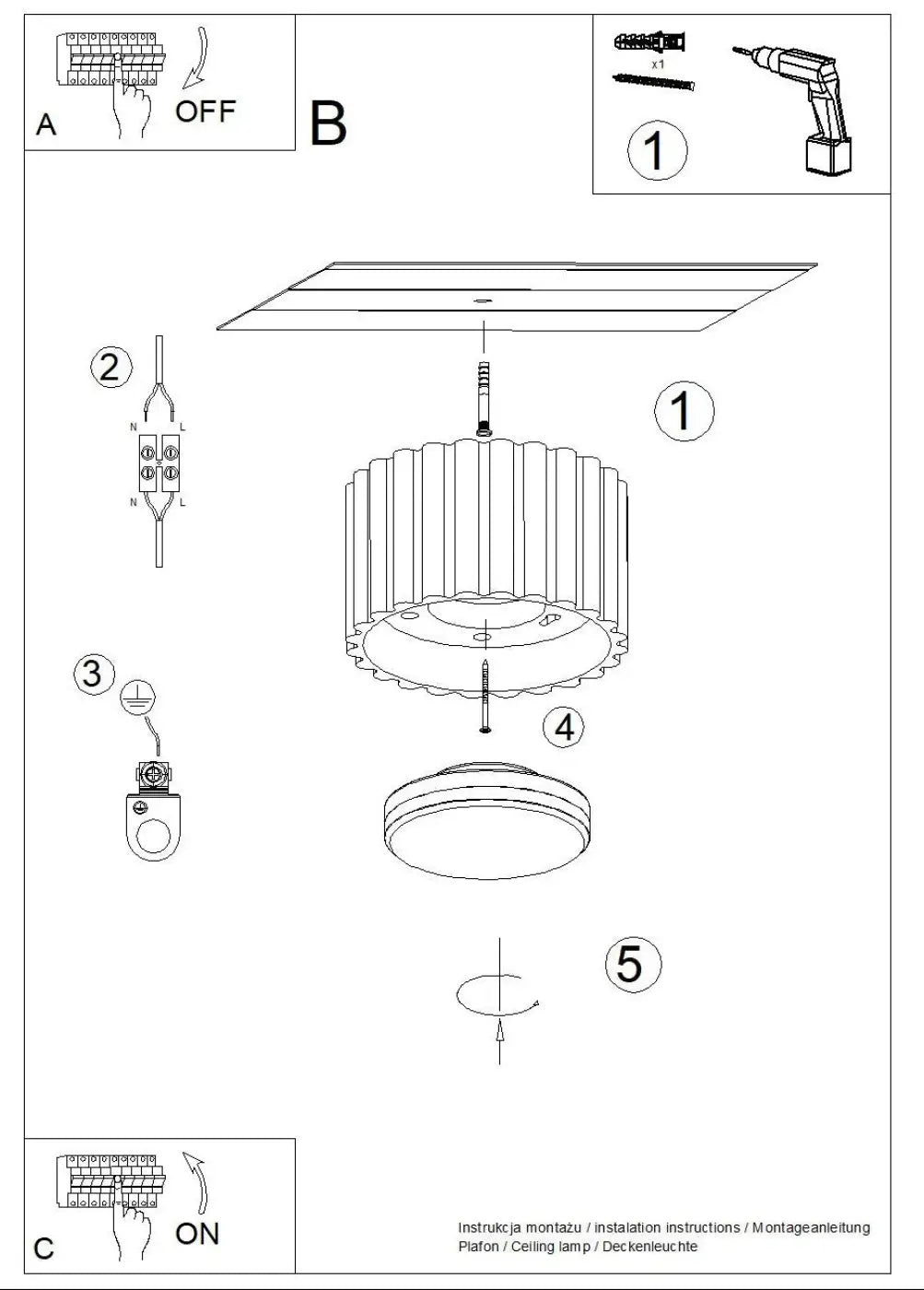 Luminaire plafonnier aura 1 outremer avec forme unique inspirée, abat-jour cylindrique strié et base circulaire