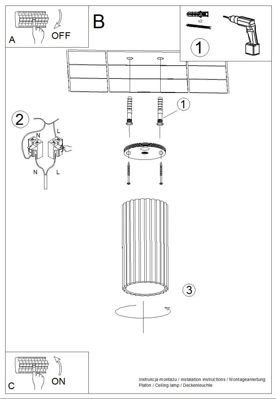 Schéma d'installation du luminaire