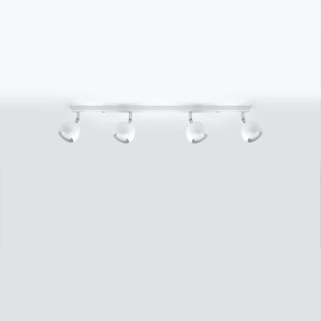 Plafonnier oculare blanc moderne avec quatre spots orientables pour éclairez précisément avec un design original