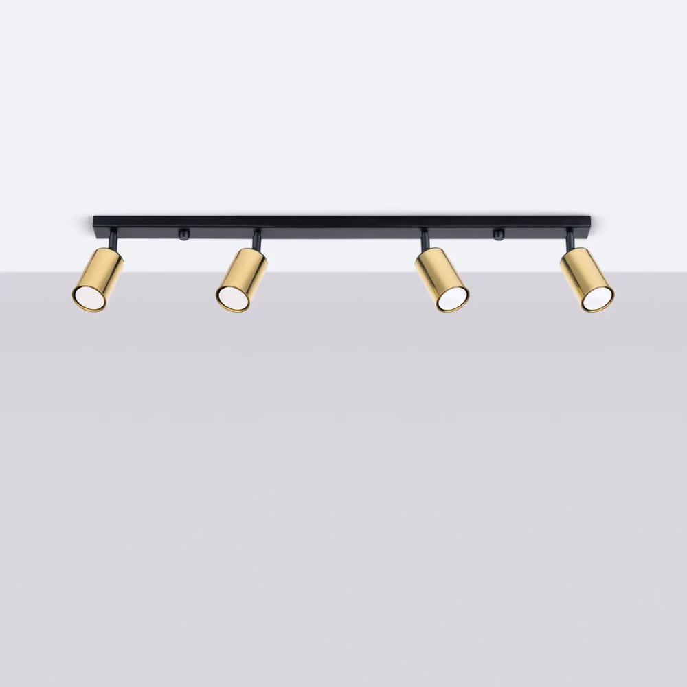 Luminaire plafonnier winx 4l noir avec quatre spots réglables en design moderne noir et doré allie design moderne