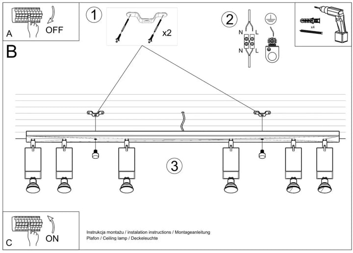 Luminaire plafonnier ring 4l chrome avec spots réglables pour une ambiance intérieure en demi-obscurité chaleureuse