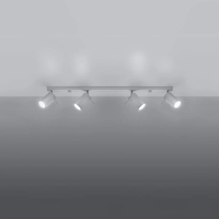 Luminaire plafonnier ring 4l blanc en métal avec quatre bras réglables pour une ambiance intérieure et demi-obscurité chaleureuse