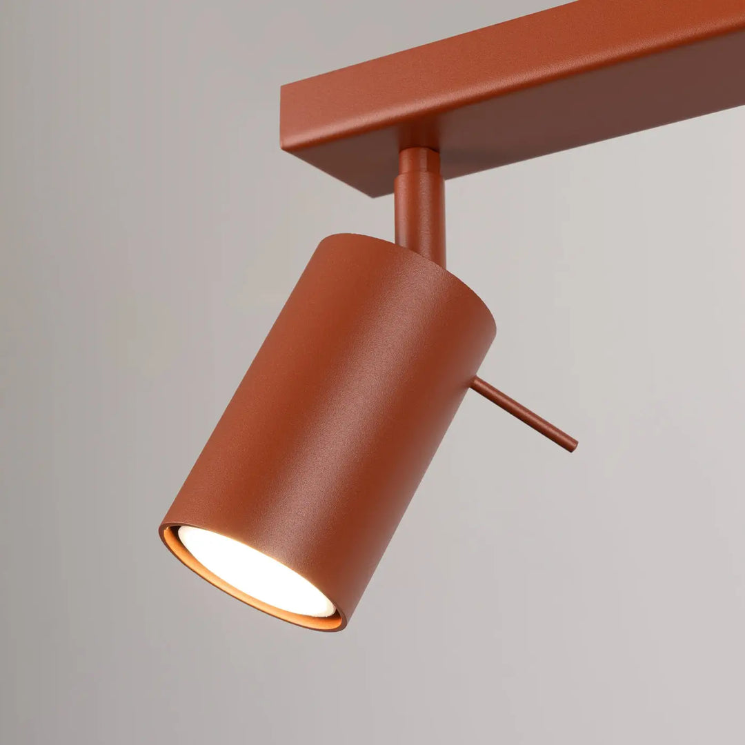 Luminaire plafonnier ring 4l rouge ochra avec lampe ring en cuivre et éclairage flexible pour minimalisme moderne
