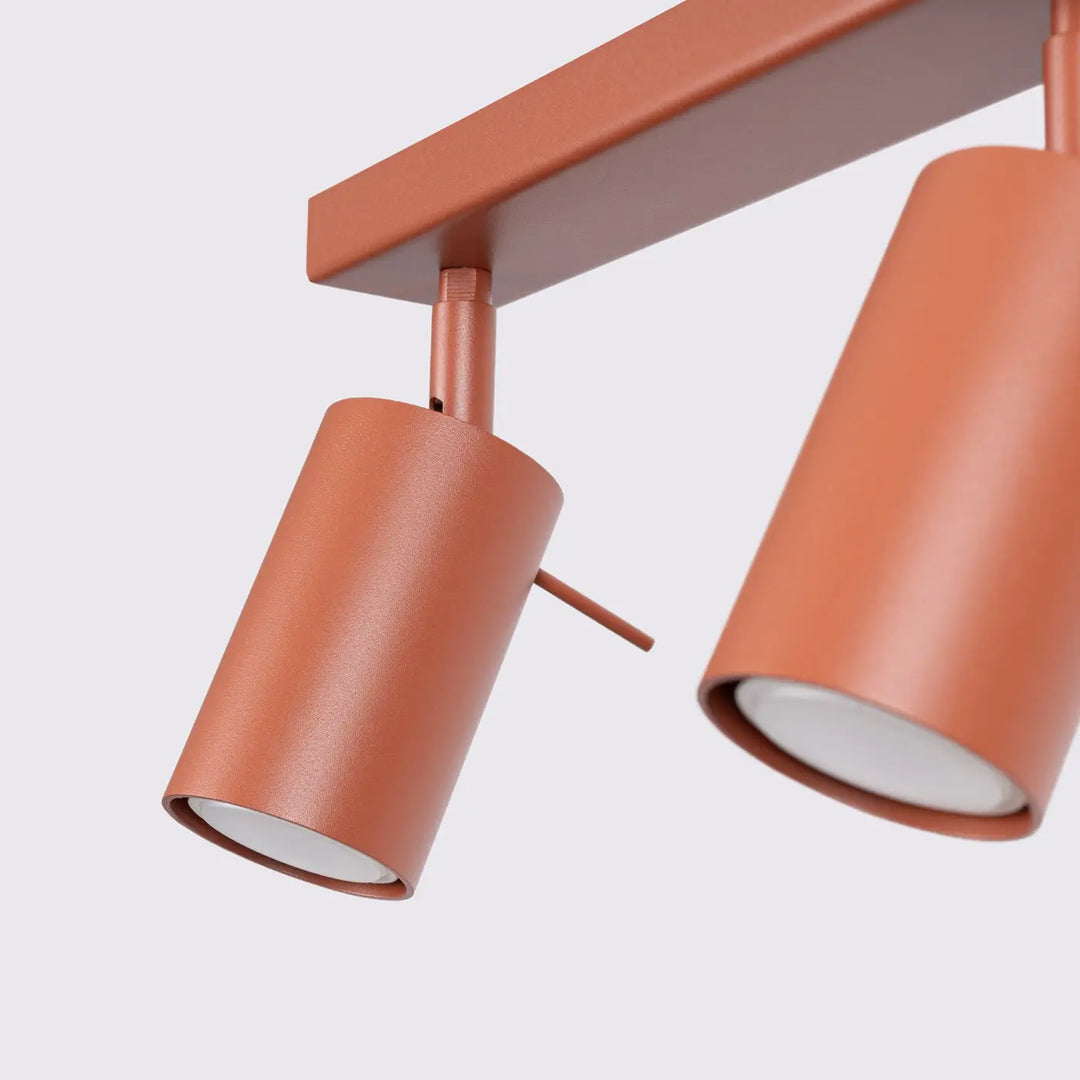 Luminaire plafonnier ring 4l rouge ochra en cuivre mat avec éclairage flexible et design minimalisme moderne