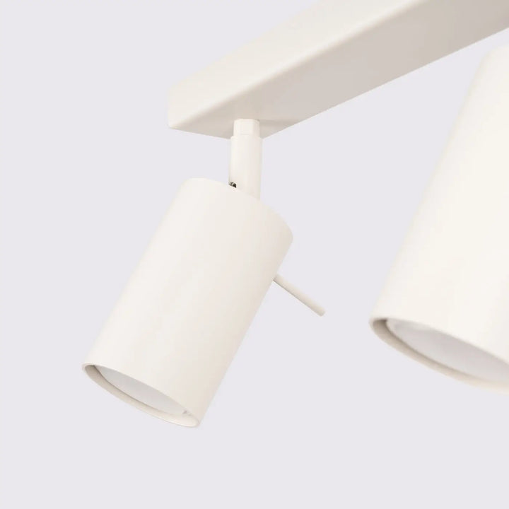 Luminaire plafonnier ring 2 beige avec lampe ring en cylindre blanc mat et éclairage flexible pour minimalisme moderne
