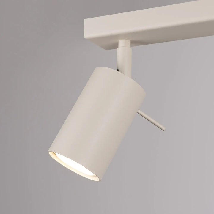 Luminaire plafonnier ring 2 beige avec tête ajustable en cylindre blanc mat pour éclairage flexible et minimalisme moderne