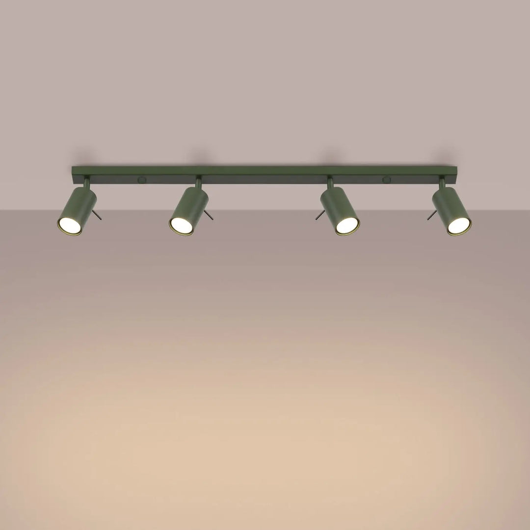 Luminaire plafonnier ring 4l vert olive lampe ring avec quatre spots réglables pour un éclairage flexible moderne