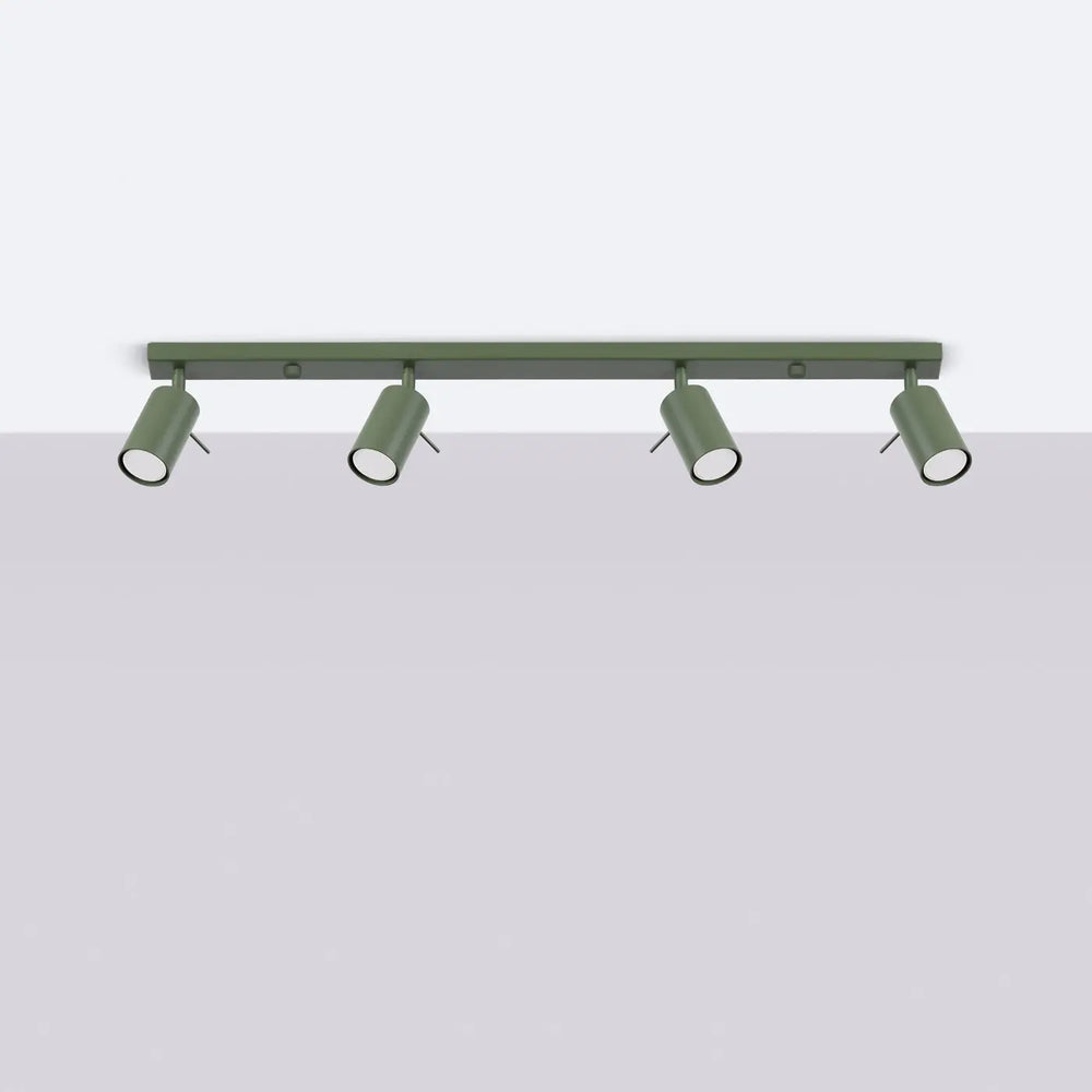 Luminaire plafonnier ring 4l vert olive en métal avec quatre spots ajustables pour éclairage flexible lampe ring vert olive