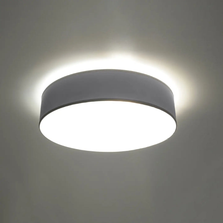 Luminaire plafonnier gris éteint, vue rapprochée