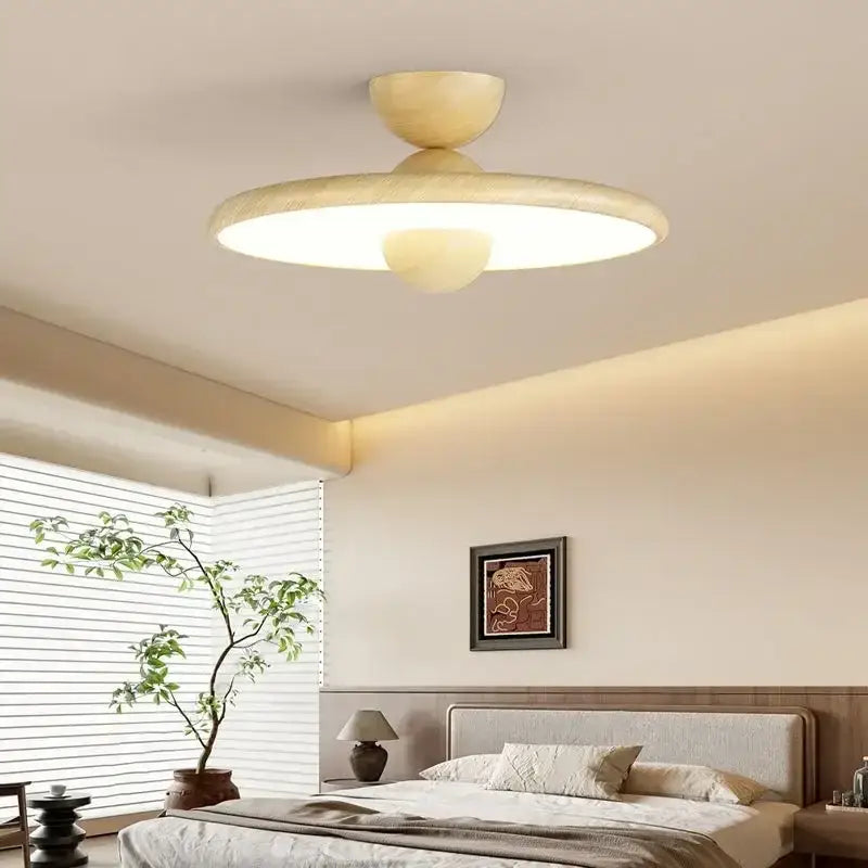 Luminaire plafonnier rond en bois au style scandinave design