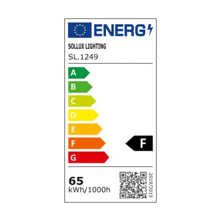 Étiquette énergie sollux lighting sl.1249 pour plafonnier rond blanc led 3000k luminaire onyx 60 avec 65 kwh/1000h consommation
