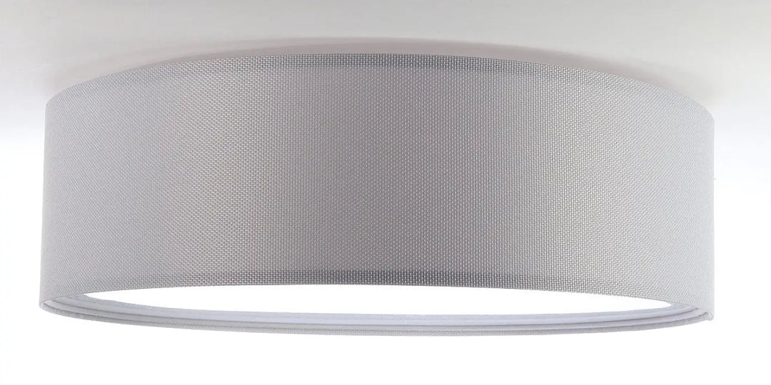 Luminaire plafonnier rond avec abat-jour en tissu gris clair texturé cylindrique élégant