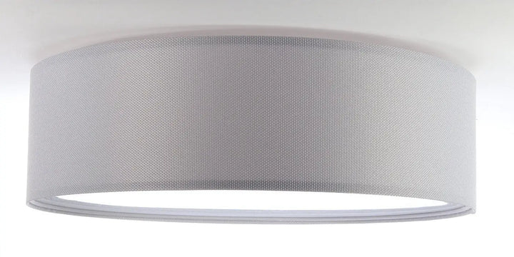 Luminaire plafonnier rond avec abat-jour en tissu gris clair texturé cylindrique élégant