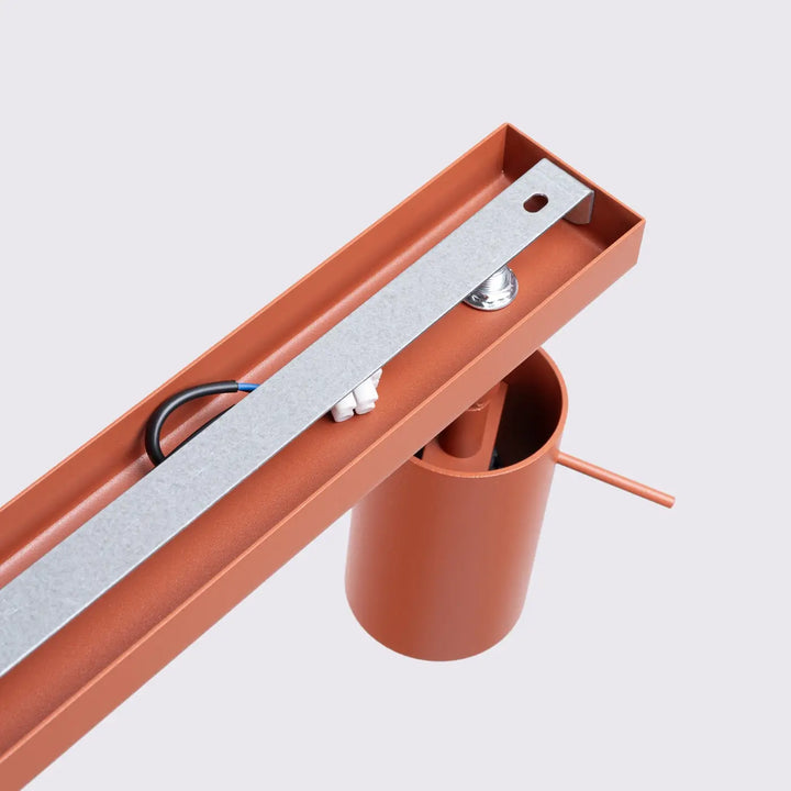 Luminaire plafonnier ring 6l en métal terracotta avec support argenté et câblage interne pour éclairage flexible minimalisme moderne
