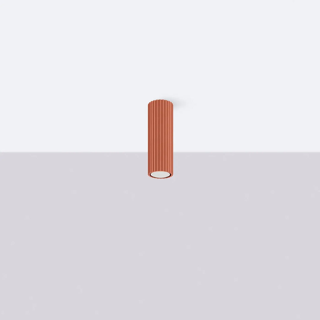 Plafonnier karbon allie cuivre avec ampoules gu10 interchangeables et design minimaliste rouge ocre