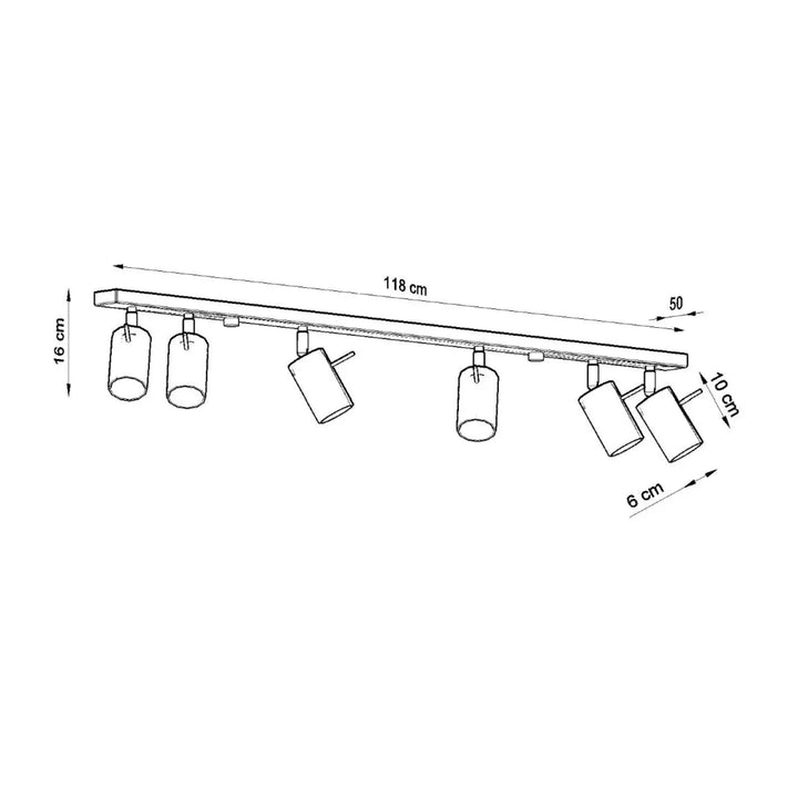 Luminaire plafonnier ring 6l chrome avec bras réglables et spots en verre cylindrique pour atmosphère intérieure moderne