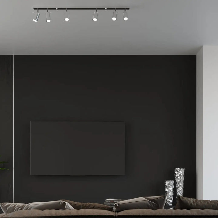 Luminaire plafonnier ring 6l chrome noir avec cinq bras réglables pour atmosphère intérieure moderne
